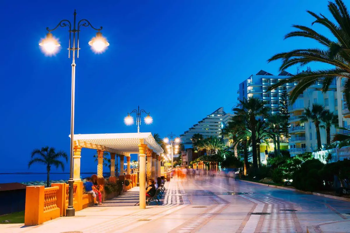 Seafront road on the Costa del Sol